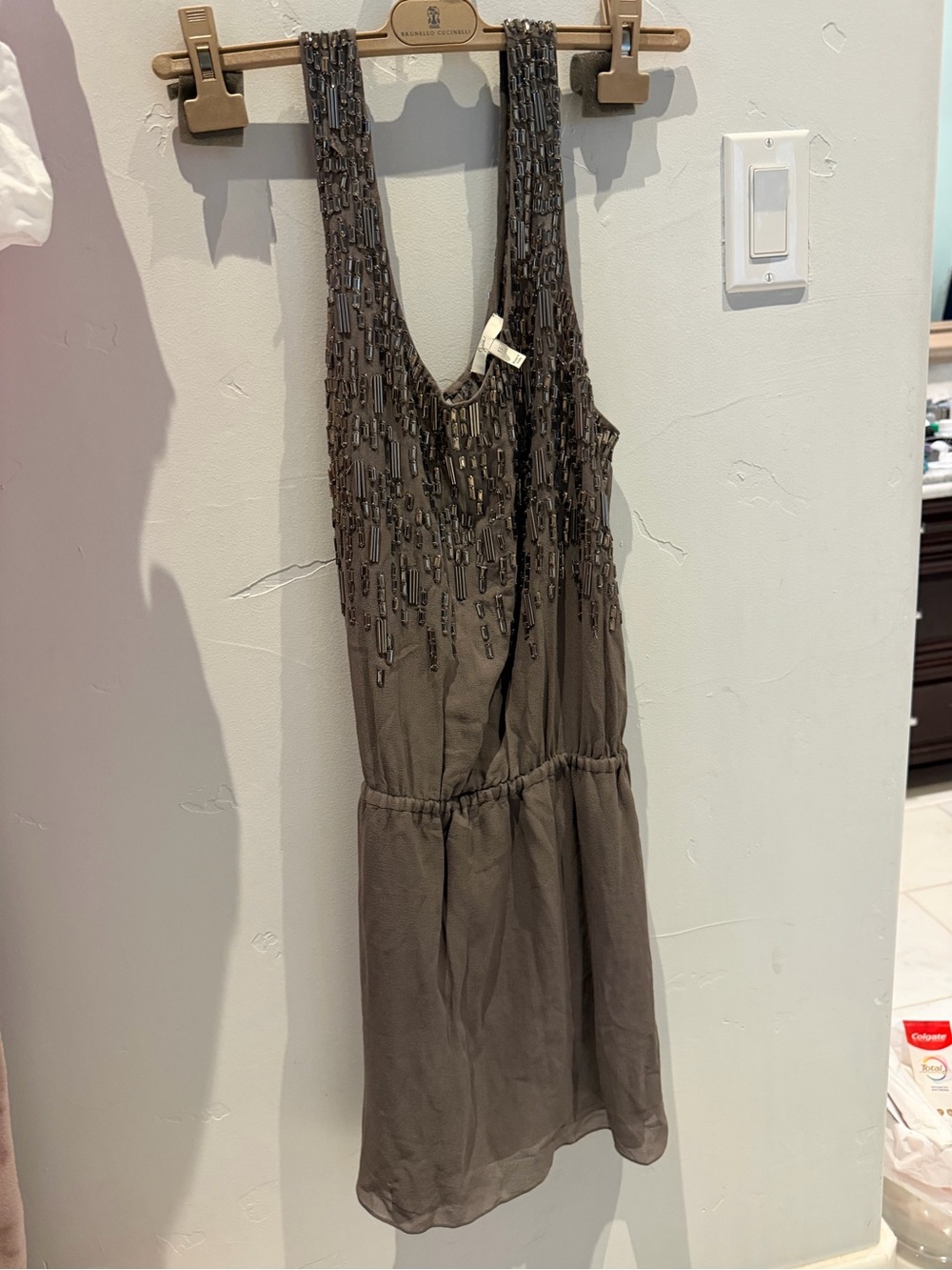 Joie Sleeveless Beaded Brown Women's Dress